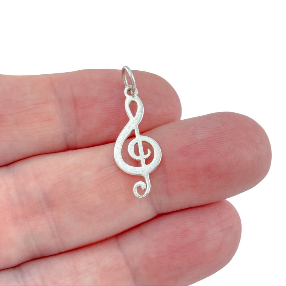 Vintage Sterling Silver 925 Treble Clef Pendant